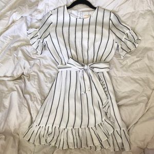 Maison Jules white stripped linen dress